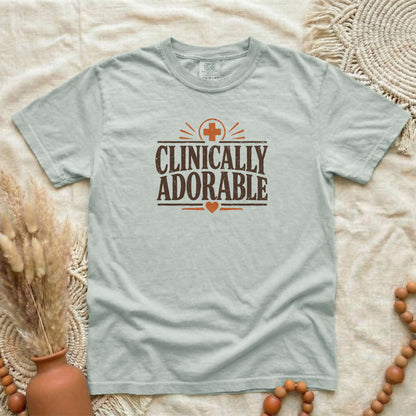 Bay garment-dyed cotton tee printed with "Clinically Adorable".