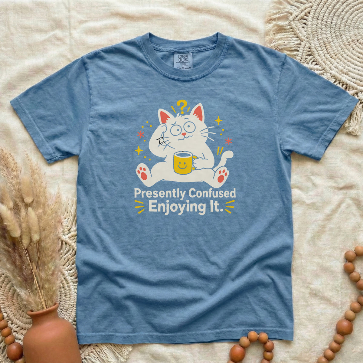 Presently Confused Enjoying It | Funny Cat T-Shirt
