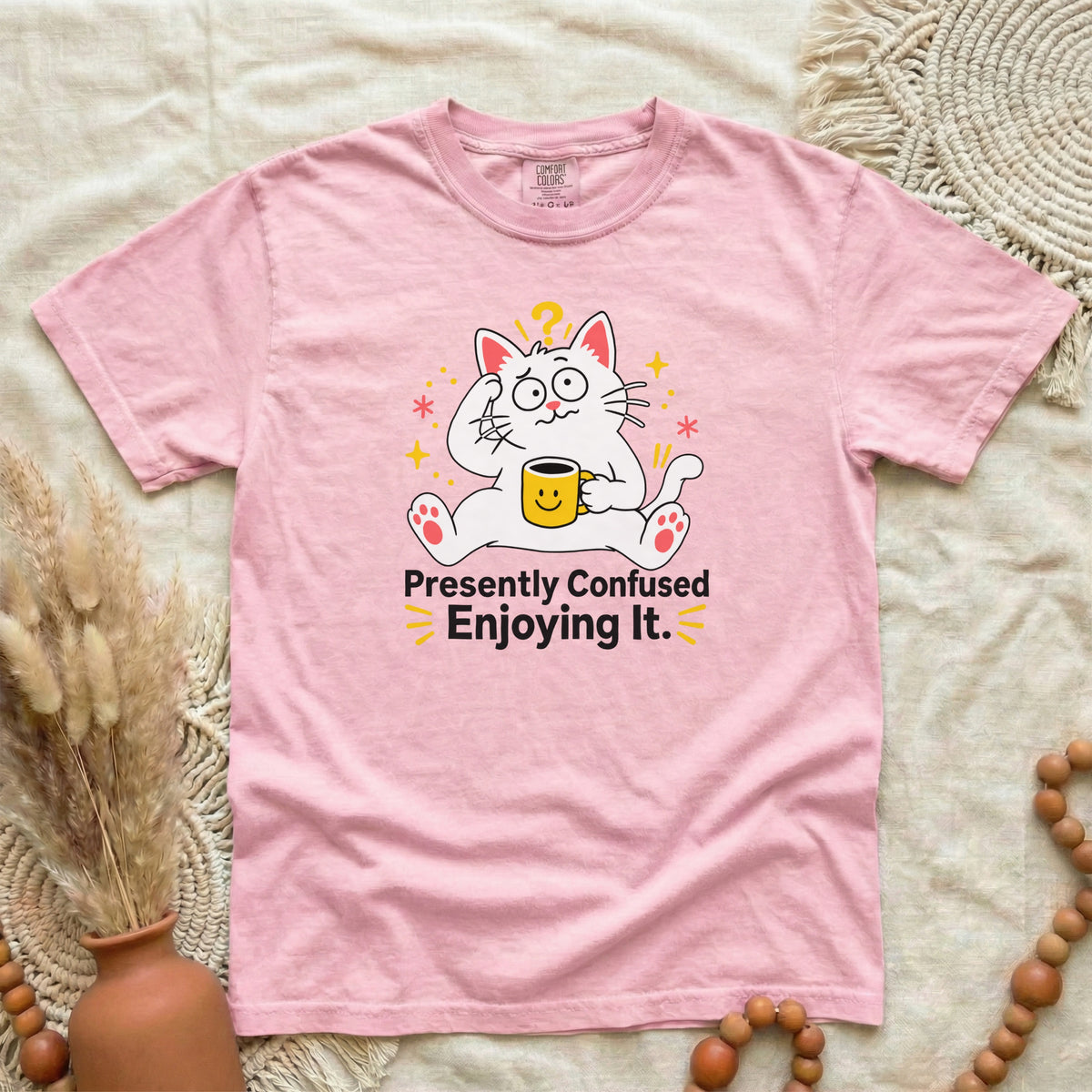Presently Confused Enjoying It | Funny Cat T-Shirt