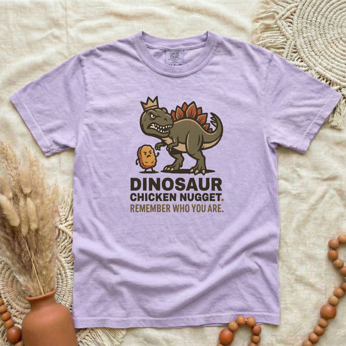 Dinosaur Chicken Nugget T-Shirt — Funny Retro Dino Tee with "Remember Who You Are" Quote