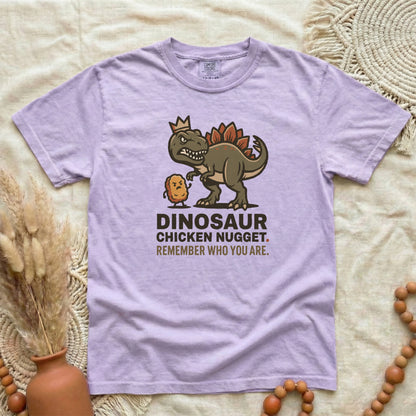 Dinosaur Chicken Nugget T-Shirt — Funny Retro Dino Tee with "Remember Who You Are" Quote