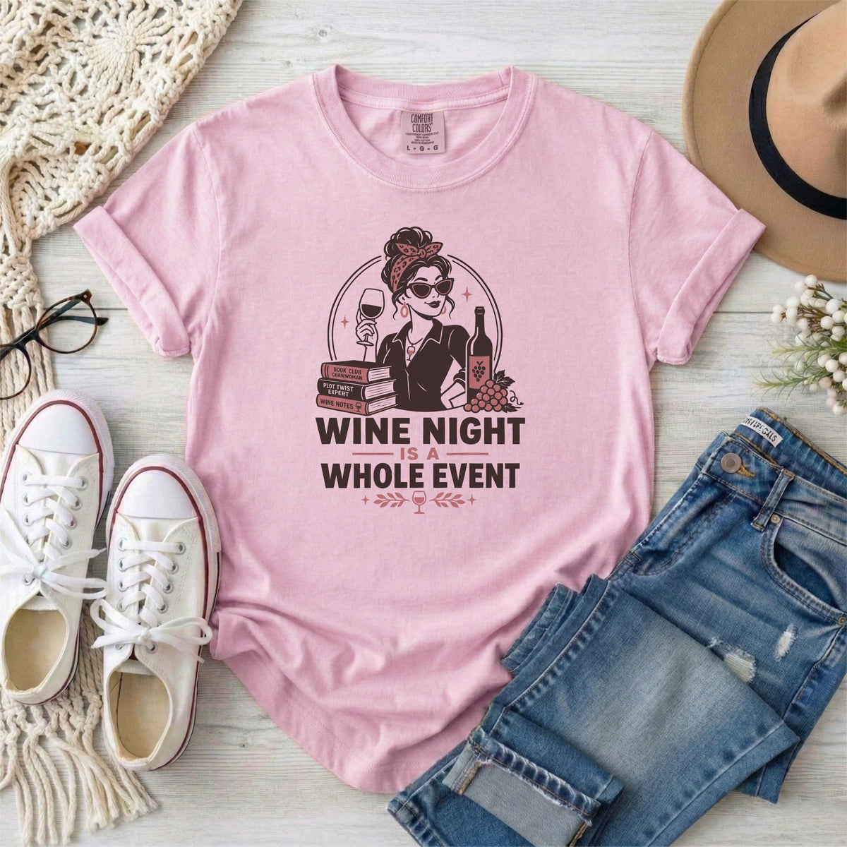 Wine Night T-Shirt — "Wine Night Is A Whole Event" Graphic Tee