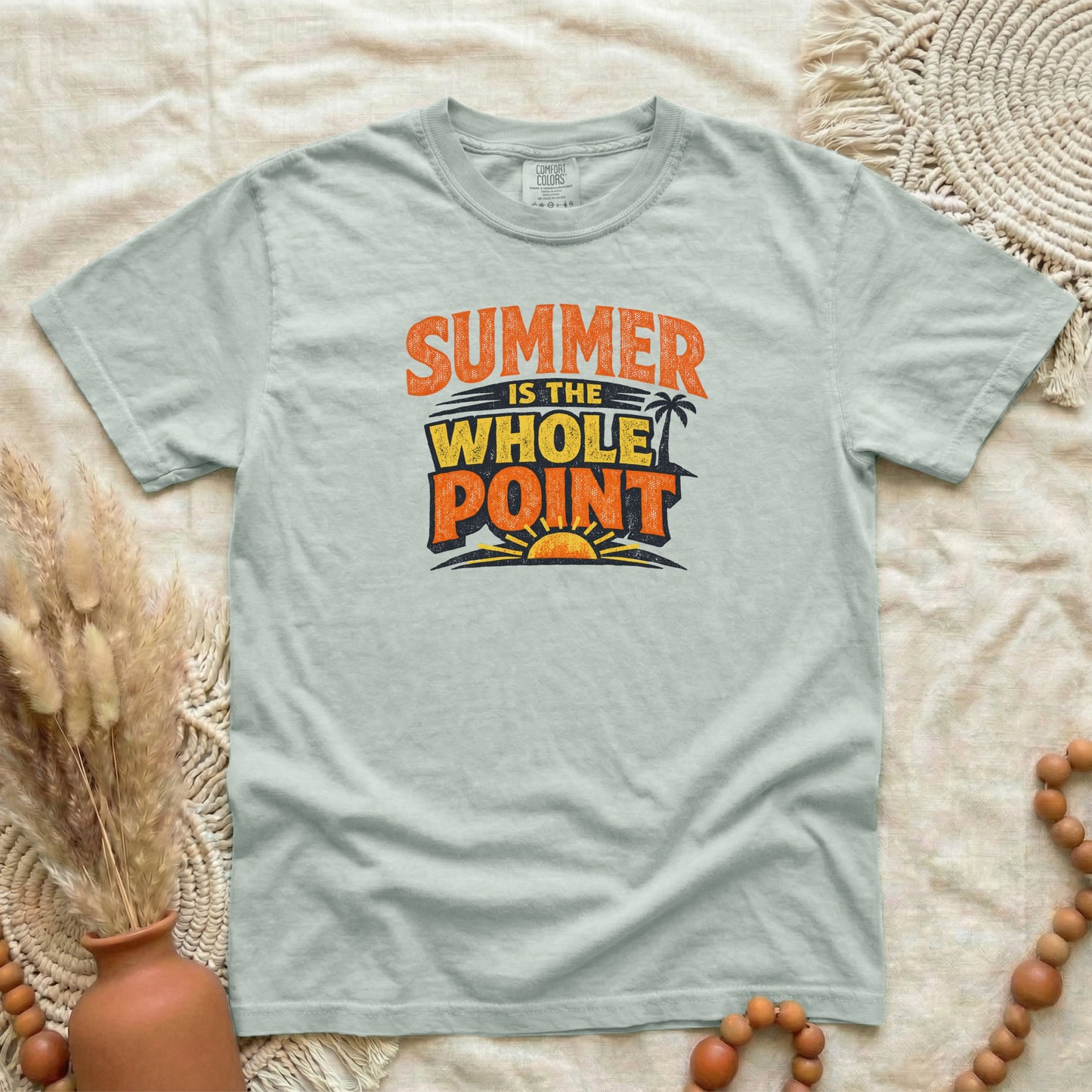 Bay garment-dyed cotton tee printed with "Summer Is The Whole Point".