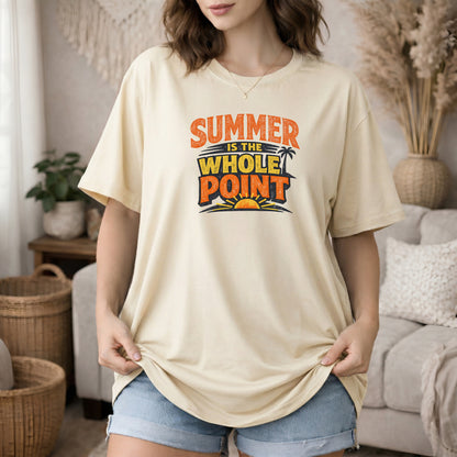 Ivory garment-dyed cotton tee printed with "Summer Is The Whole Point".